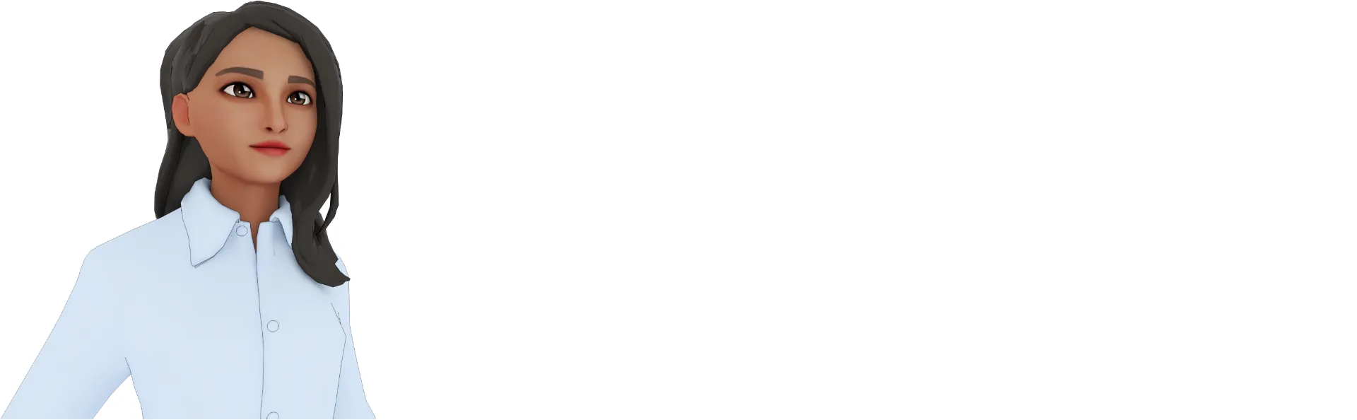 Image of a girl in white shirt and shoulder length black hair (Receptionist)